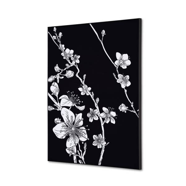 Spannstoff Wanddekoration SET A2 Japanische Kirschblüte Schwarz