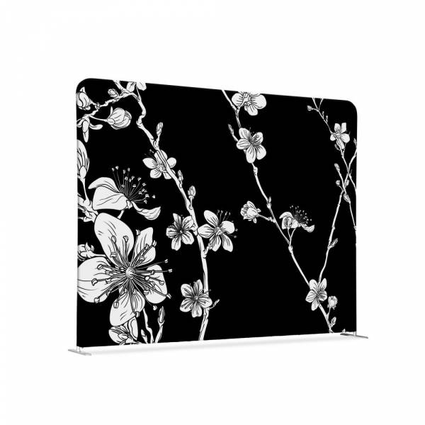 Textil Raumteiler 150-150 Doppel Abstrakte Japanische Kirschblüte Schwarz
